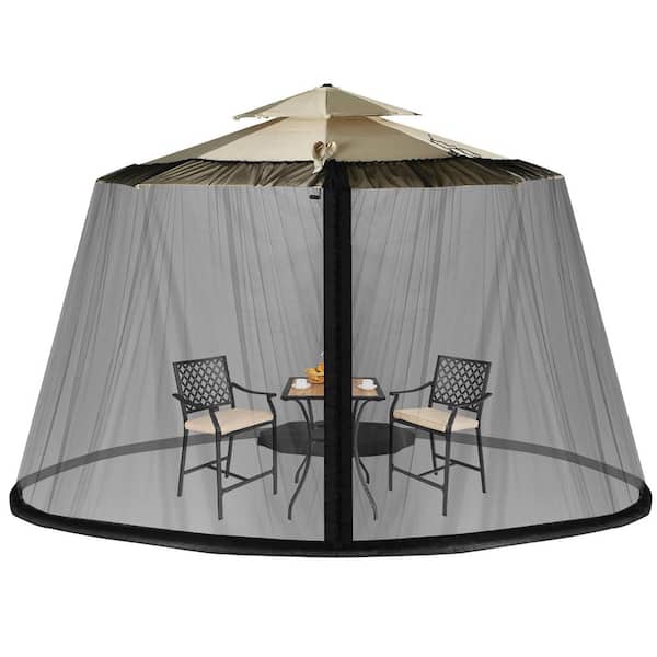 Costway 8-12 FT Patio Umbrella Table Mesh Screen Cover Mosquito Bug Insect Netting Black
