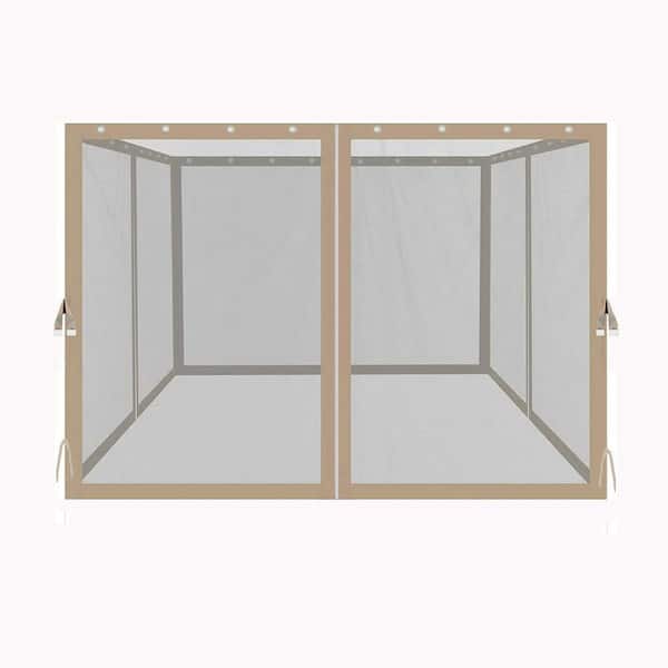 Otryad 10 ft. x 10 ft. Gazebo Replacement Mosquito Netting with Zippers, 4-Side Mesh Walls for Patio Gazebos