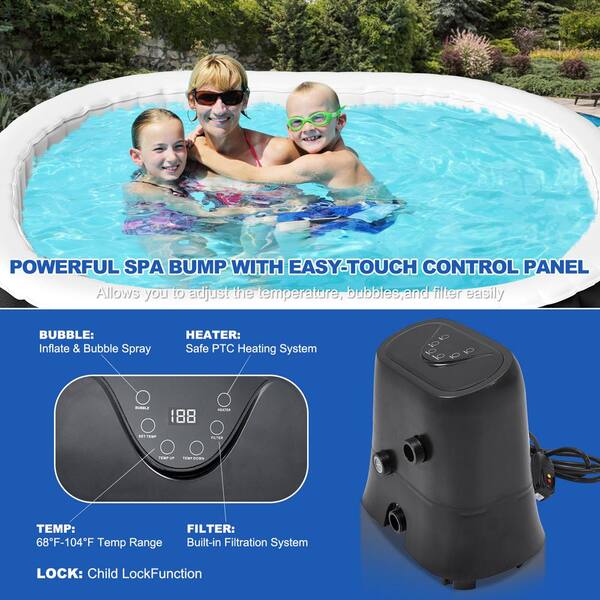 BOZTIY Hot Tub 73 in. x 47 in. x 25 in. Portable Blow Up Hot Tub