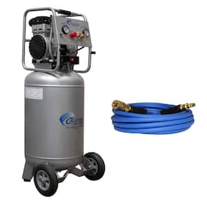 UltraQuiet OilFree 20 Gal. 2 HP 125 PSI Electric Steel Air Compressor with 25 ft. Air Hose w/Industrial Quick Connectors