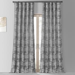 Sequoia Silver Grey 50 in. W x 108 in. L Faux Silk Jacquard Light Filtering Curtain (1 Panel)