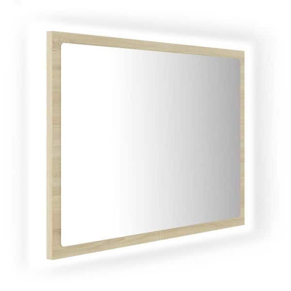 Unbranded 23.6 in. W x 14.6 in. H Rectangular Wood Framed Wall Mount LED Modern Decor Bathroom Vanity Mirror