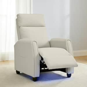 Toinette Cream Push Back Recliner Chair with LED Lights, Heating and Massage