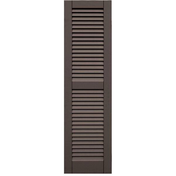 Winworks Wood Composite 15 in. x 55 in. Louvered Shutters Pair #641 Walnut