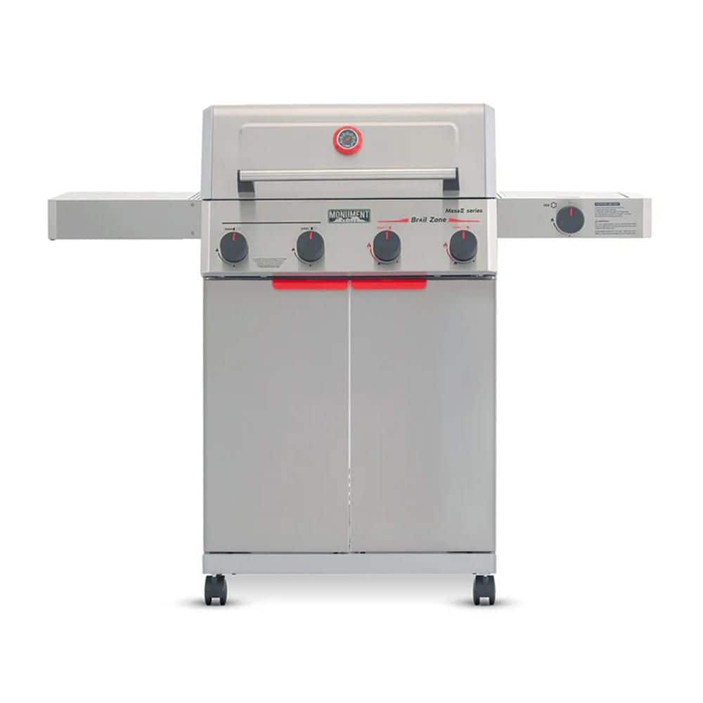 Mesa 4-Burner Propane Gas Grill in Stainless Steel with Broil Zone, and Side Burner