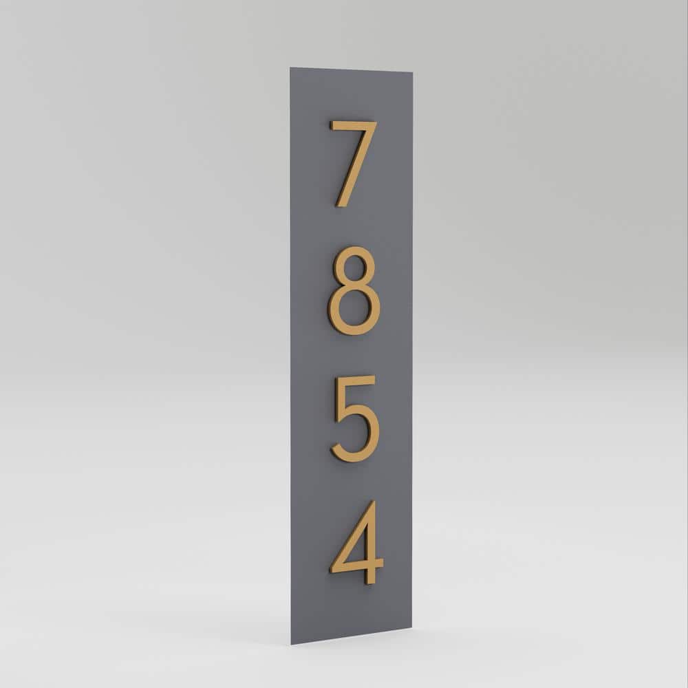 Large Gray Steel Vertical Address Plaque