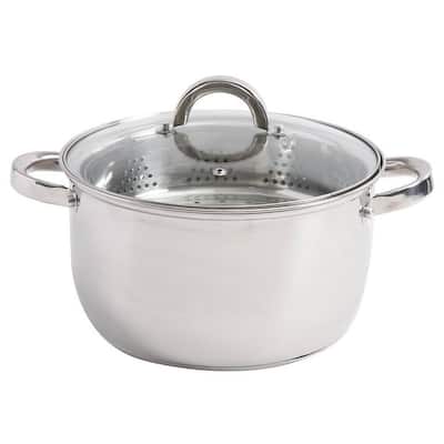 Sangerfield 6 Qt. Stainless Steel Stock Pot with Steamer Insert and Lid