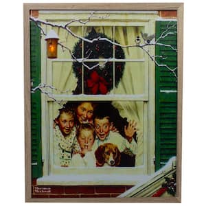 19 in. Lighted Norman Rockwell Oh Boy It's Pop with a New Plymouth' Christmas Wall Art