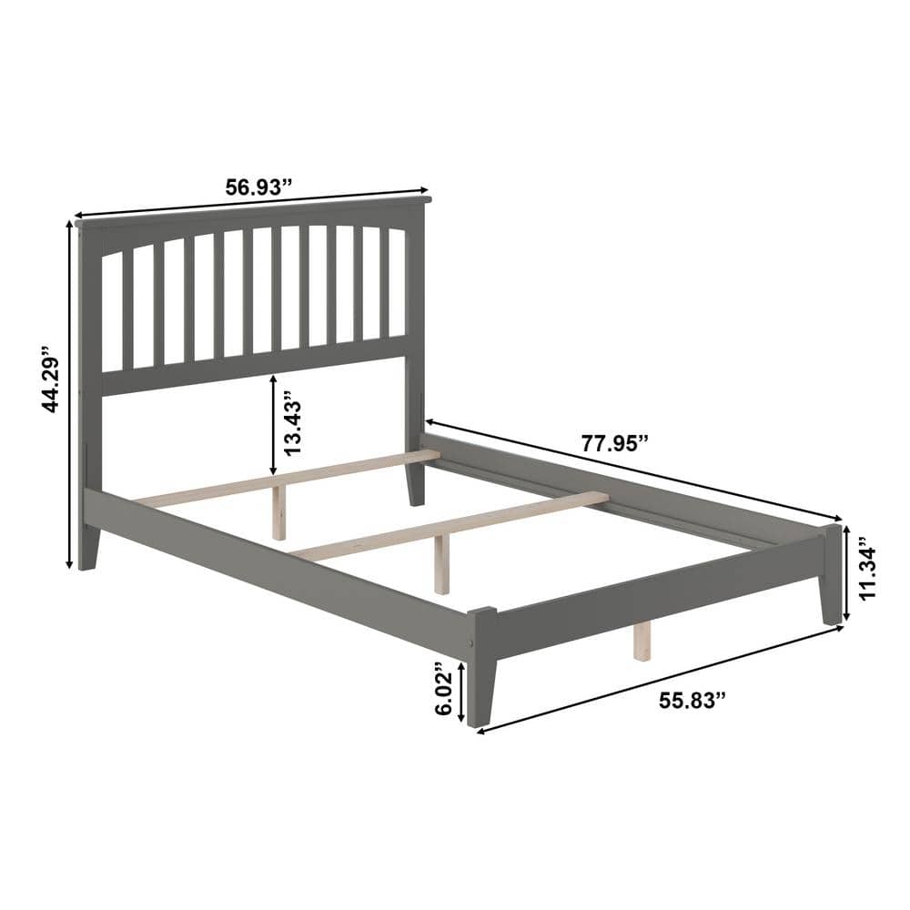 Mission Full Size Gray Wood Bed with Headboard and Slats