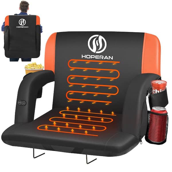 SEEUTEK Outdoor Orange 21 in.W Heated Stadium Seats for Bleachers with Backs and Cushion Wide