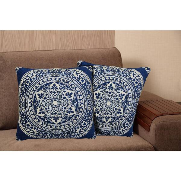 Home Dynamix Chenille 20 in. Blue Decorative Pillow