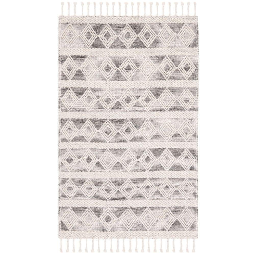 Natura 3 ft. x 5 ft. Ivory/Black Striped Fringe Diamond Area Rug price history on PriceWatchPro