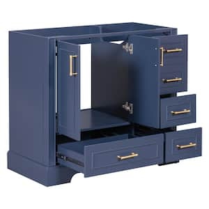 35.4 in. W x 17.8 in. D x 33 in. H Bath Vanity Cabinet without Top in Navy Blue