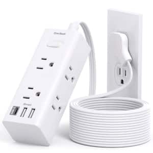 6-Outlet Power Strip Surge Protector with 3 USB Ports and 10 ft. Long Cord in White