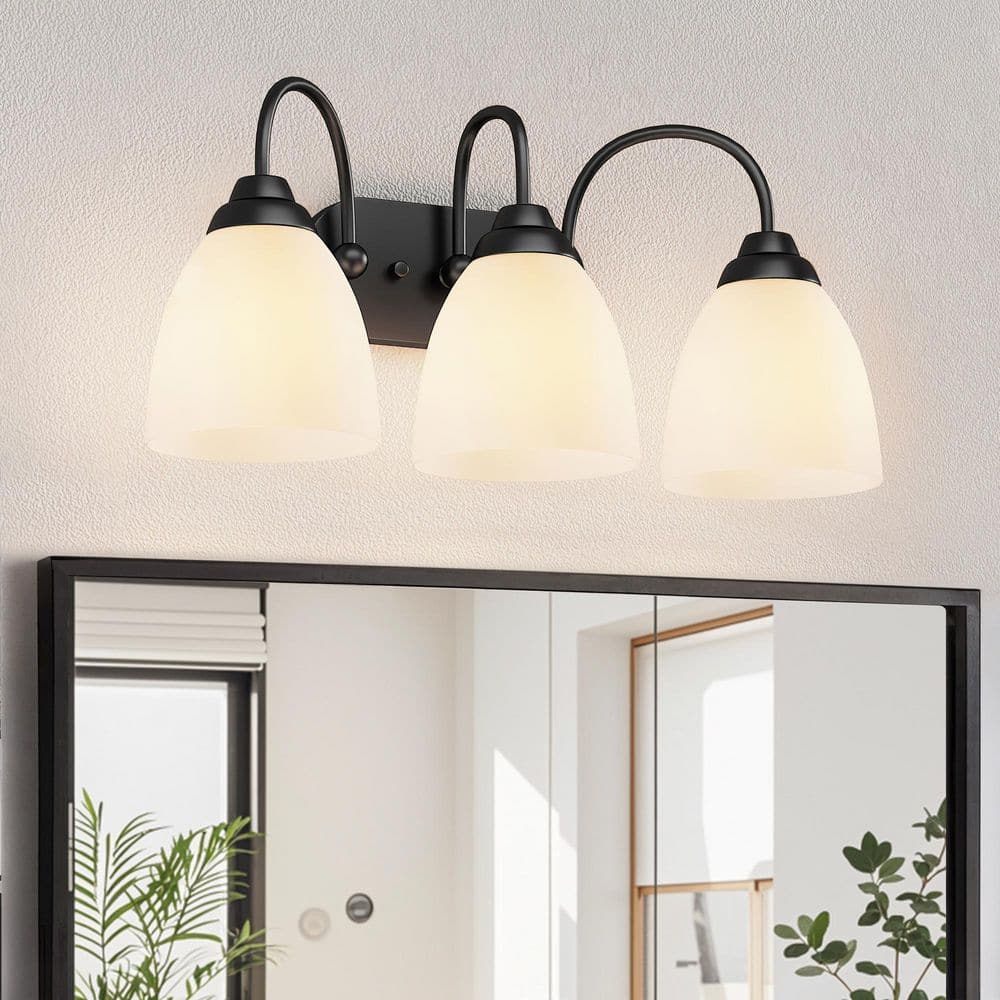18.86 in. 3-Light Matte Black Vanity Light w/ Clear Glass price history on PriceWatchPro