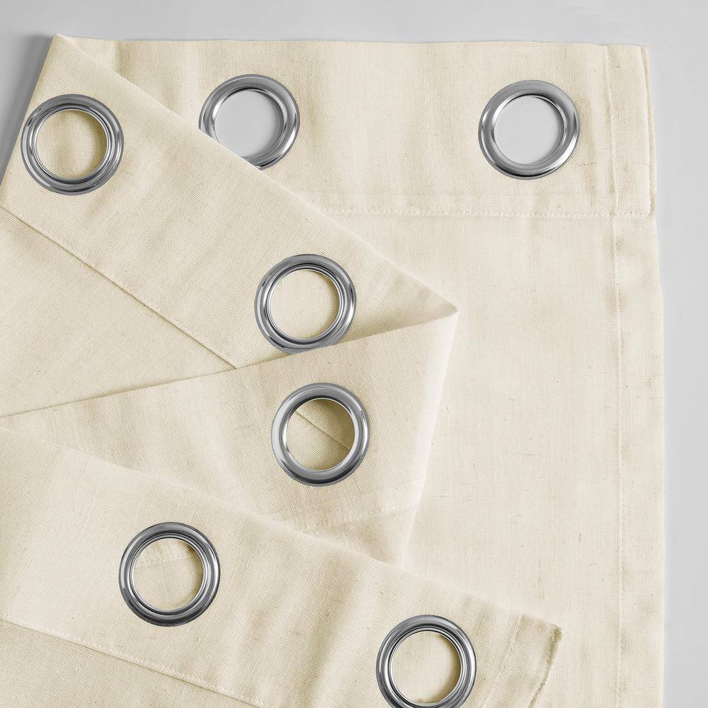 Extra Long Off-White Grommet Sheer Linen-Blend Drapes