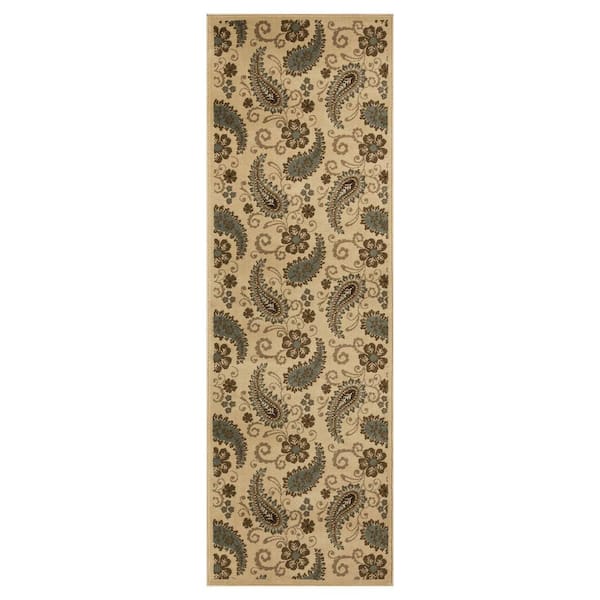 Parkway Beige 2 ft. 6 in. x 8 ft. Modern Vintage Paisley Indoor Runner Rug