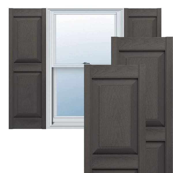 Builders Edge 12 in. W x 33 in. H TailorMade Vinyl Two Equal Panels, Raised Panel Shutters Pair in Musket Brown