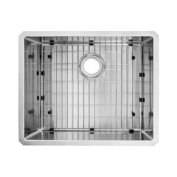 CHESHIRE 23 in. Handmade Tiny Radius Undermount Single Bowl 16 Gauge Stainless Steel Kitchen Sink with Accessories