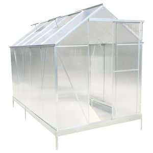 75.2 in. W x 123.2 in. D x 96.8 in. H Polycarbonate Aluminum Walk-in Greenhouse Kit with Gutter, Vent, Door in Silver