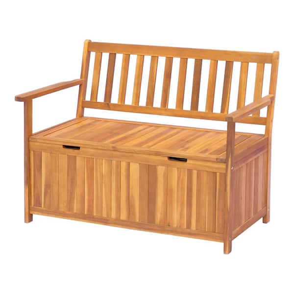 Outsunny 164.63 Gal. Natural Acacia Wood Deck Box with Seat