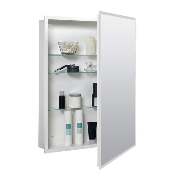 Zenna Home 24.5 in. W x 30.5 In. H Rectangular Frameless Medicine Cabinet with Mirror, Surface or Recess Mount