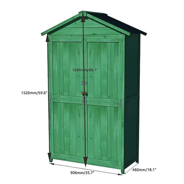 4 ft. W x 2 ft. D Wood Shed with Double Door (8 sq. ft. )