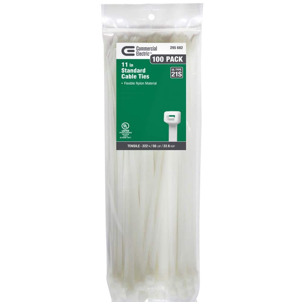 Commercial Electric 11 in. Cable Tie, Natural (100-Pack) GT-280STC - The  Home Depot