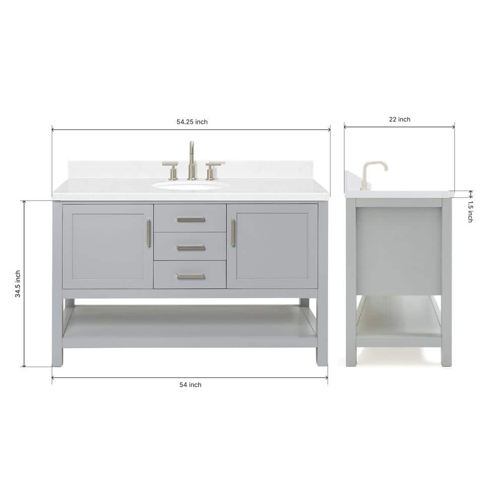 Bayhill 54'' Gray Wood Single Vanity with Quartz Top