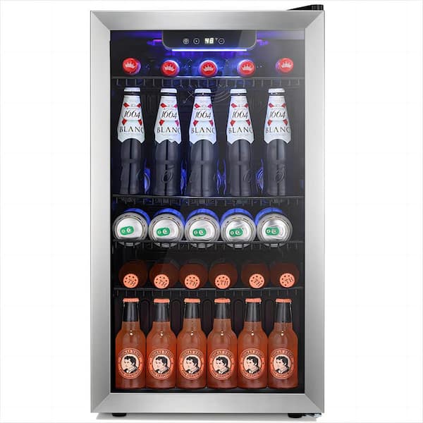 COWSAR 17.52 in. Single Zone 26 Bottle and 120 Can Freestanding Beverage and Wine Cooler in Black