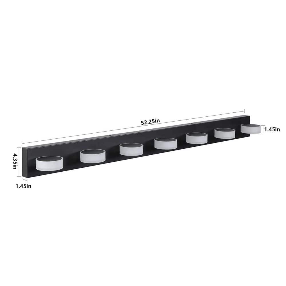 52.2 in. 7-Light LED Modern Black Bathroom Vanity Light with Dimmable 6000K Light and 180°Rotating Shade price history on PriceWatchPro