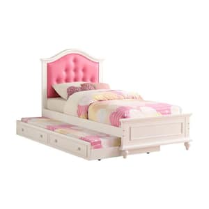 Trundle in Pink and White Twin Size Cherub Style Bed