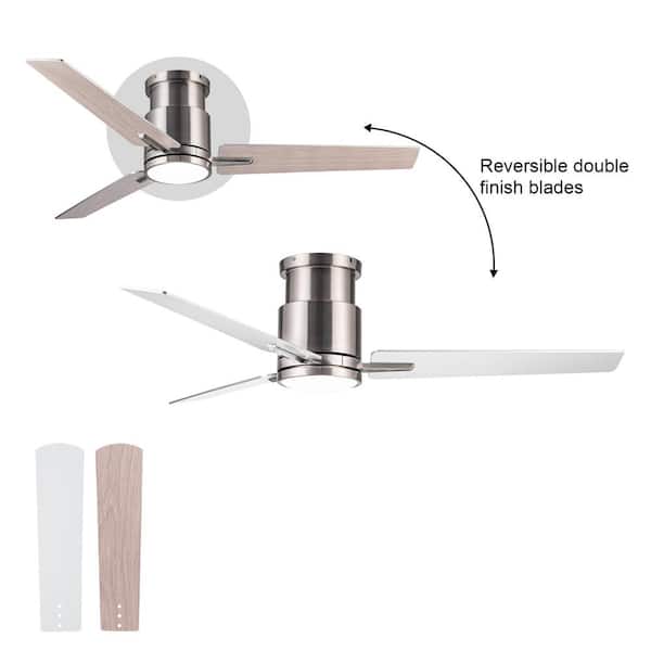 Kaleido 52 in. Indoor Brushed Nickel Low Profile Ceiling Fan with Light and Dual-Finish Blades