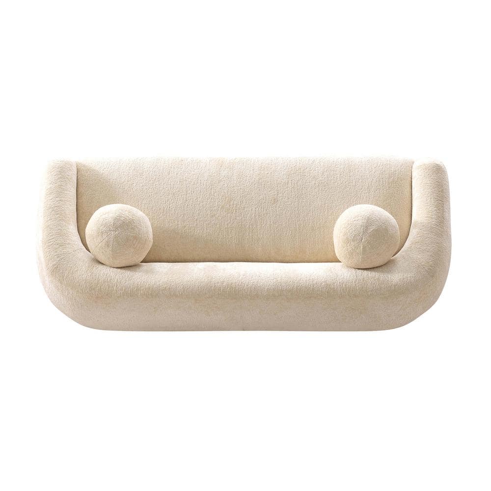 Tribeca 86" Cream Chenille Sofa with Birch Wood Frame