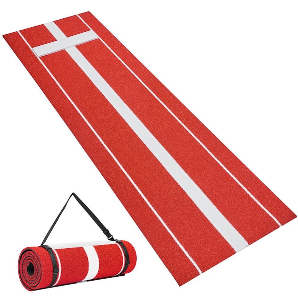 Red Softball Pitching Mat, 10 x 3 ft. Baseball Pitching Rubber Mound, Fastpitch Equipment for Indoor Outdoor Practice