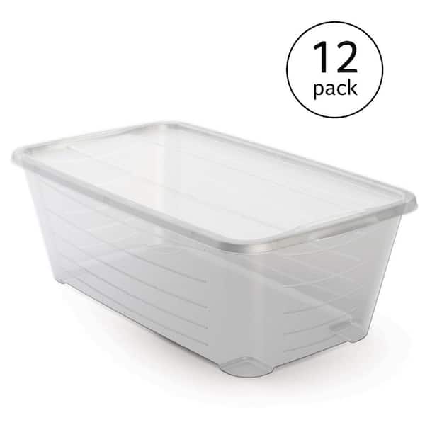 3X 12 Pairs Foldable Stackable Clear Shoes Box Storage Bins Container Organize 