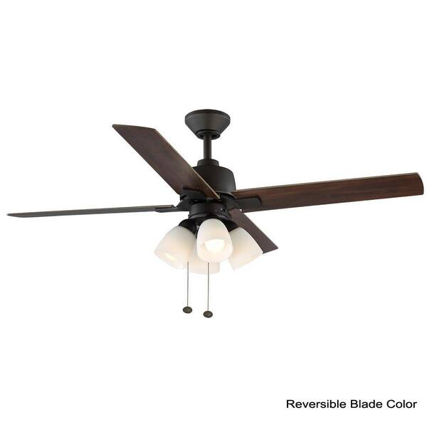 Hampton Bay Malone 54 In Bronze Led Ceiling Fan With Light Kit Works With Google Assistant And Alexa 21029 The Home Depot