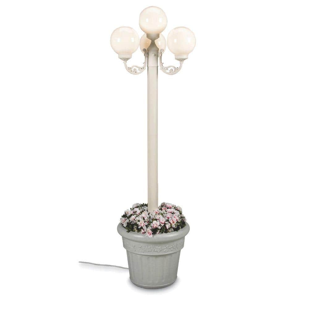 European Park Style Four White Globe Plug-In Outdoor White Lantern with Planter price history on PriceWatchPro