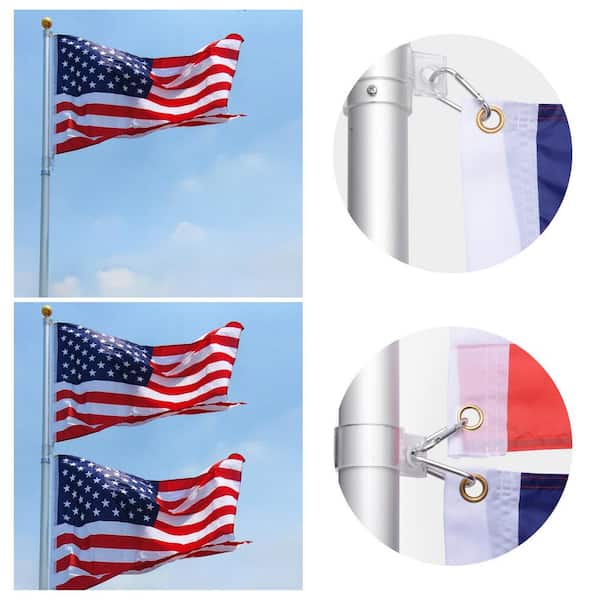 30 ft. Aluminum Telescoping Flagpole with U.S. Flag and Handcrafted Golden Top Finial