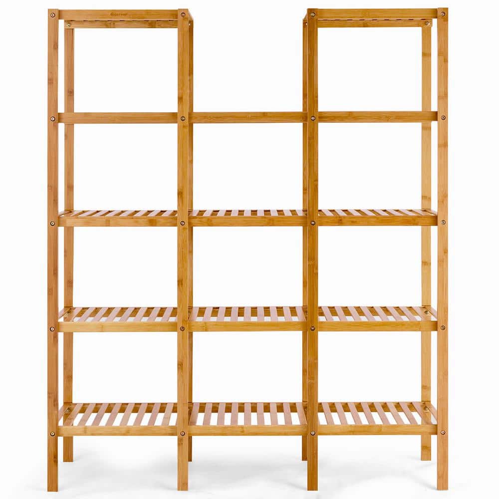 45" Natural Bamboo 4-Tier Outdoor Plant Display Shelf