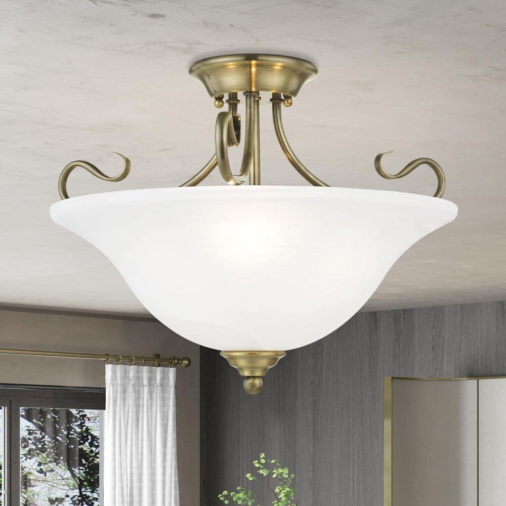 Garrett 3 Light Antique Brass Semi Flush Mount price history on PriceWatchPro