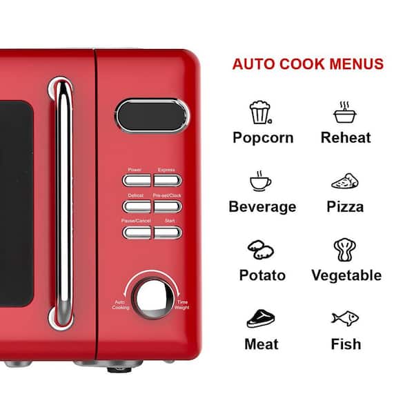 Emerson Retro 0.7 Cu Ft, 700W Touch Control, Red Microwave Oven