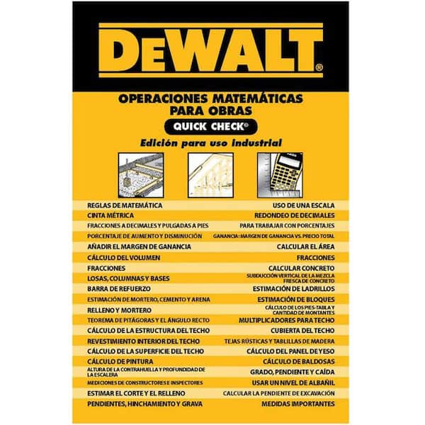 Unbranded DEWALT Operaciones Matematicas Para Obras Quick Check: Edicion Para Uso Industrial