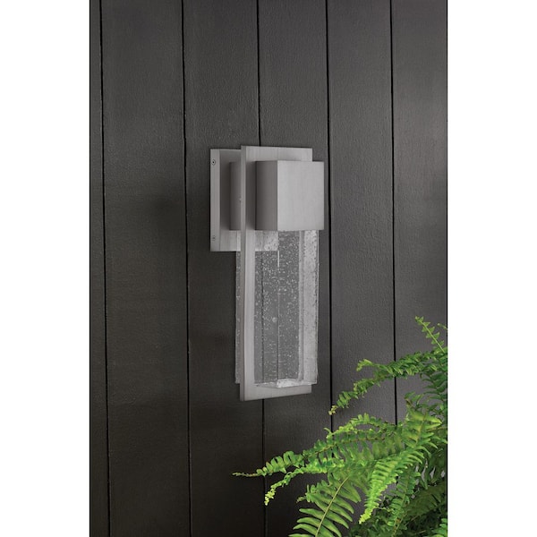 Alex 1-Light Antique Brushed Aluminum Hardwired Outdoor Wall Lantern Sconce