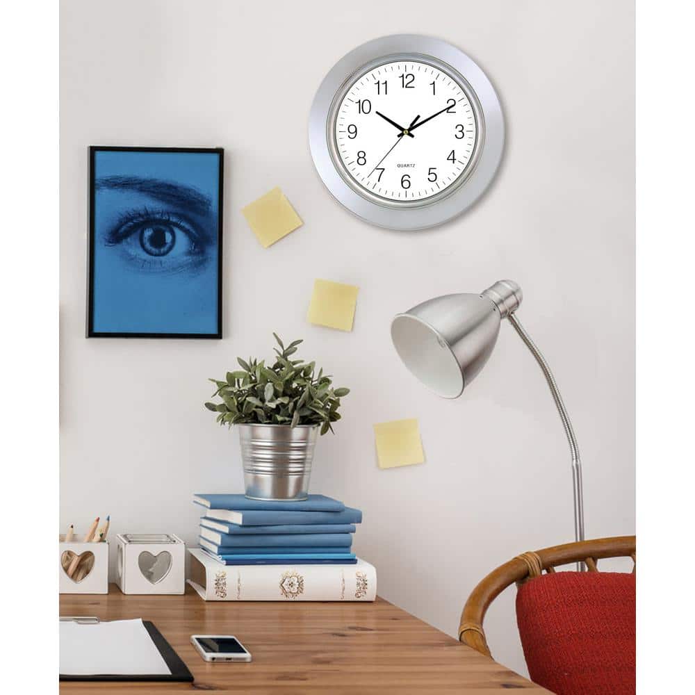 Timekeeper 13-Inch Chrome Bezel Round Wall Clock