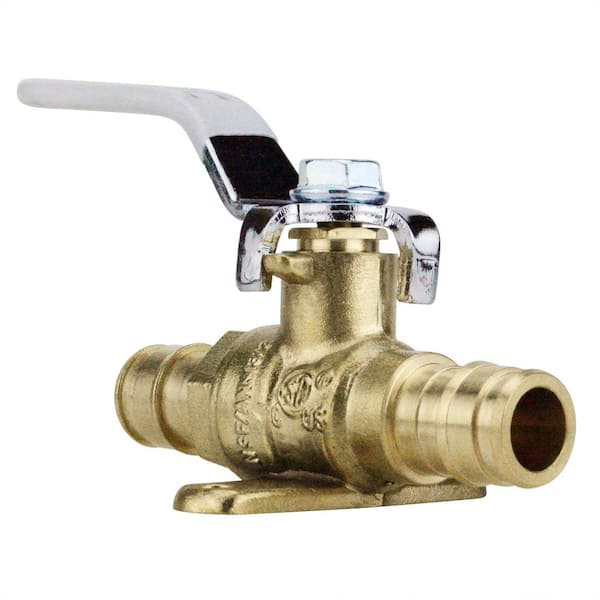 1/2 in. PEX-A Expansion Barb x 1/2 in. PEX-A Expansion Barb Brass Ball Valve with Drain and Mounting Pad