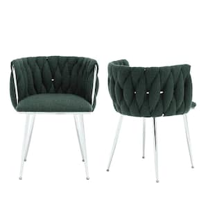 Modern Emerald Boucle Leisure Dining Chair with Metal Legs (Set of 2)