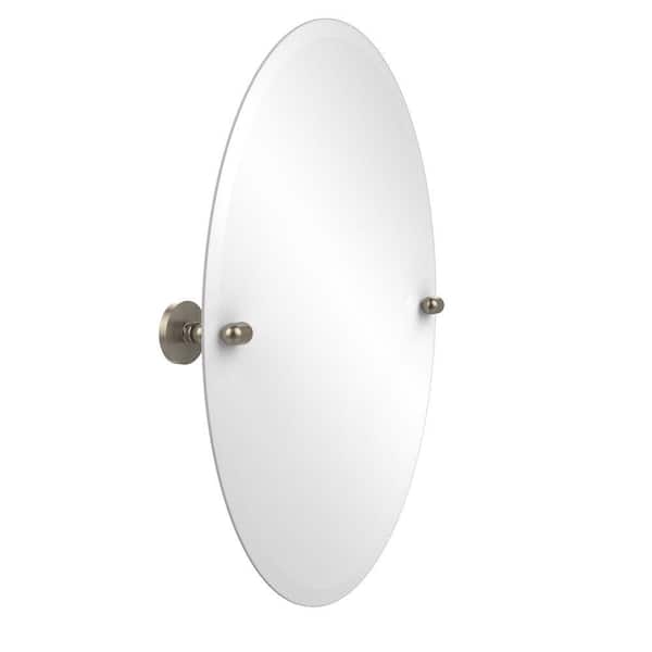 Allied Brass Tango Collection 21 in. x 29 in. Frameless Oval Single Tilt Mirror with Beveled Edge in Antique Pewter