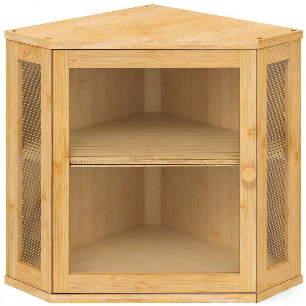 1 Piece Large Capacity Space-Saving Reusable Bamboo Wood Corner Bread Box Set with Acrylic Wavy Door Panel, in Beige price history on PriceWatchPro
