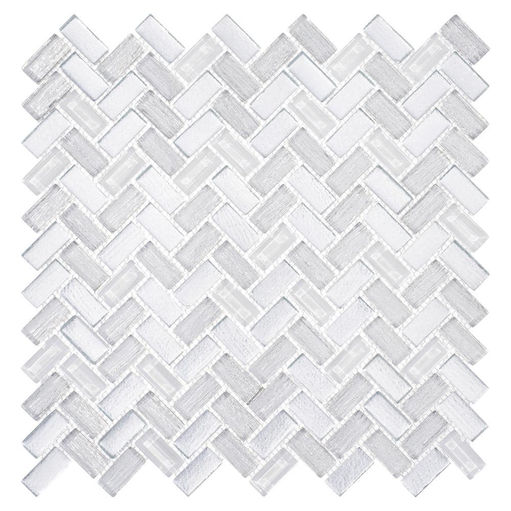 Velmo Rectangle 11.93 in. x 12.06 in. Matte Manta Gray Glass Mosaic Tile Sa